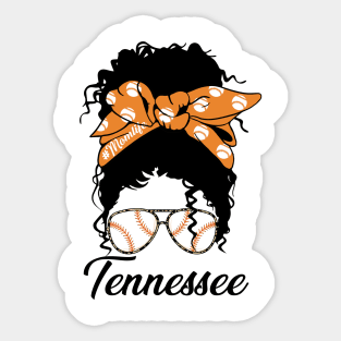 Tennessee Messy Bun Baseball Players Fans I Love Tennessee Sticker